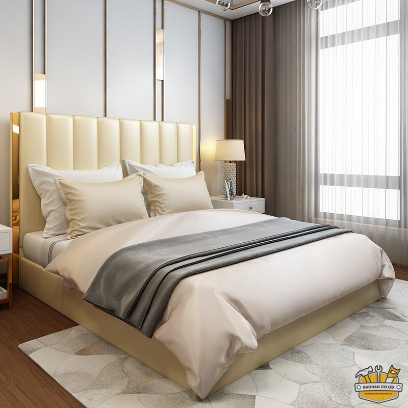 Giường ngủ đẹp viền vàng Pula PB03